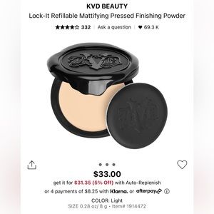 KVD lock it mattifying  finishing powderNEW UNUSED